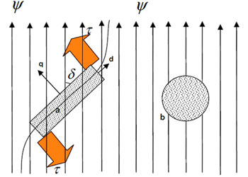 Действие магнитного поля на объекты с анизотропной и изотропной геометрией